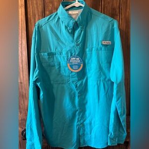 Columbia PFG Long sleeve Turquoise Fishing, Camping size Small NWT